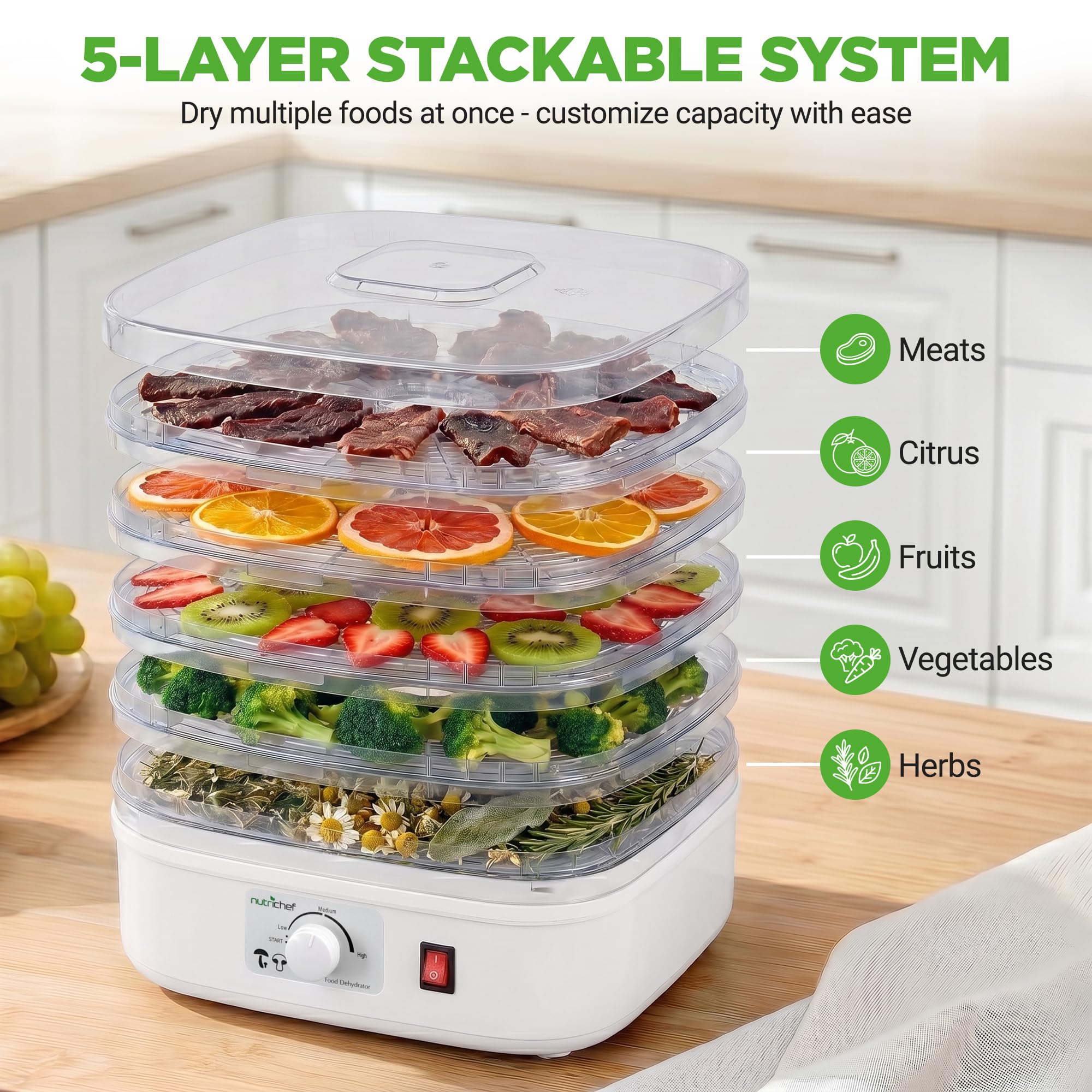 Amazon.com: Nutrichef Food Dehydrator Machine | Multi-Tier